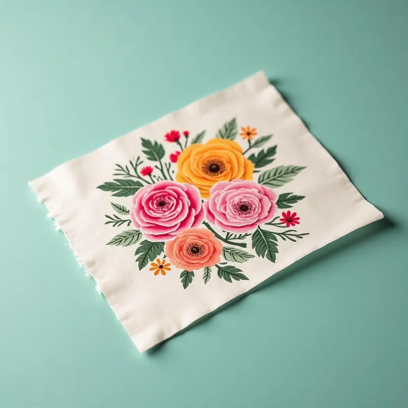 Lámina de papel de azúcar recién impresa con un diseño floral comestible