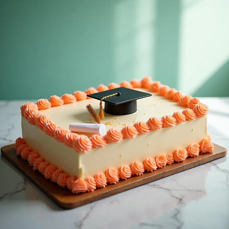 Torta de graduación con impresión comestible de birrete y diploma