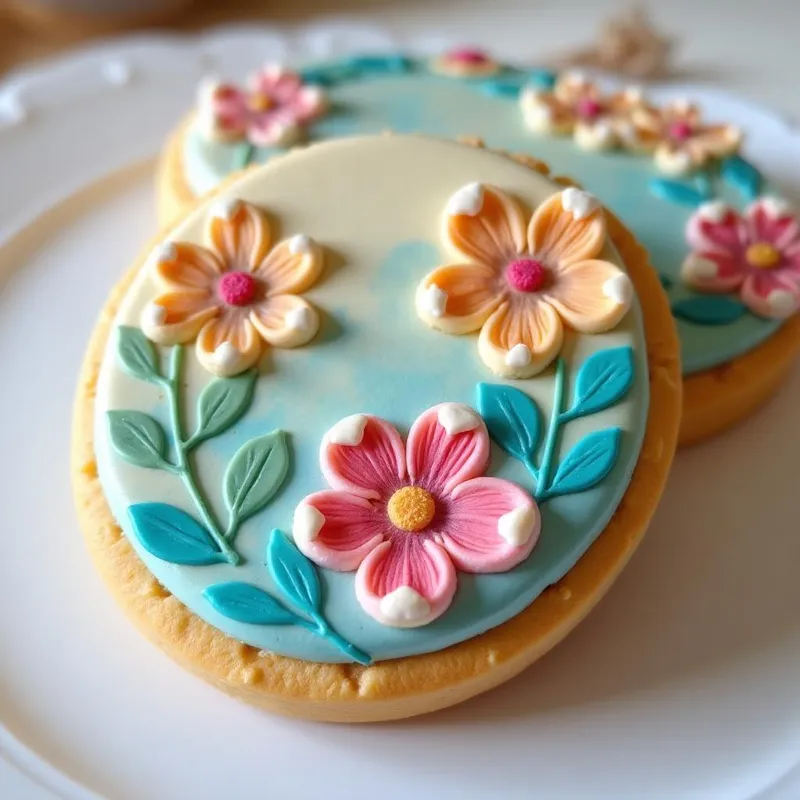 Galletas decoradas con impresiones comestibles de flores en acuarela